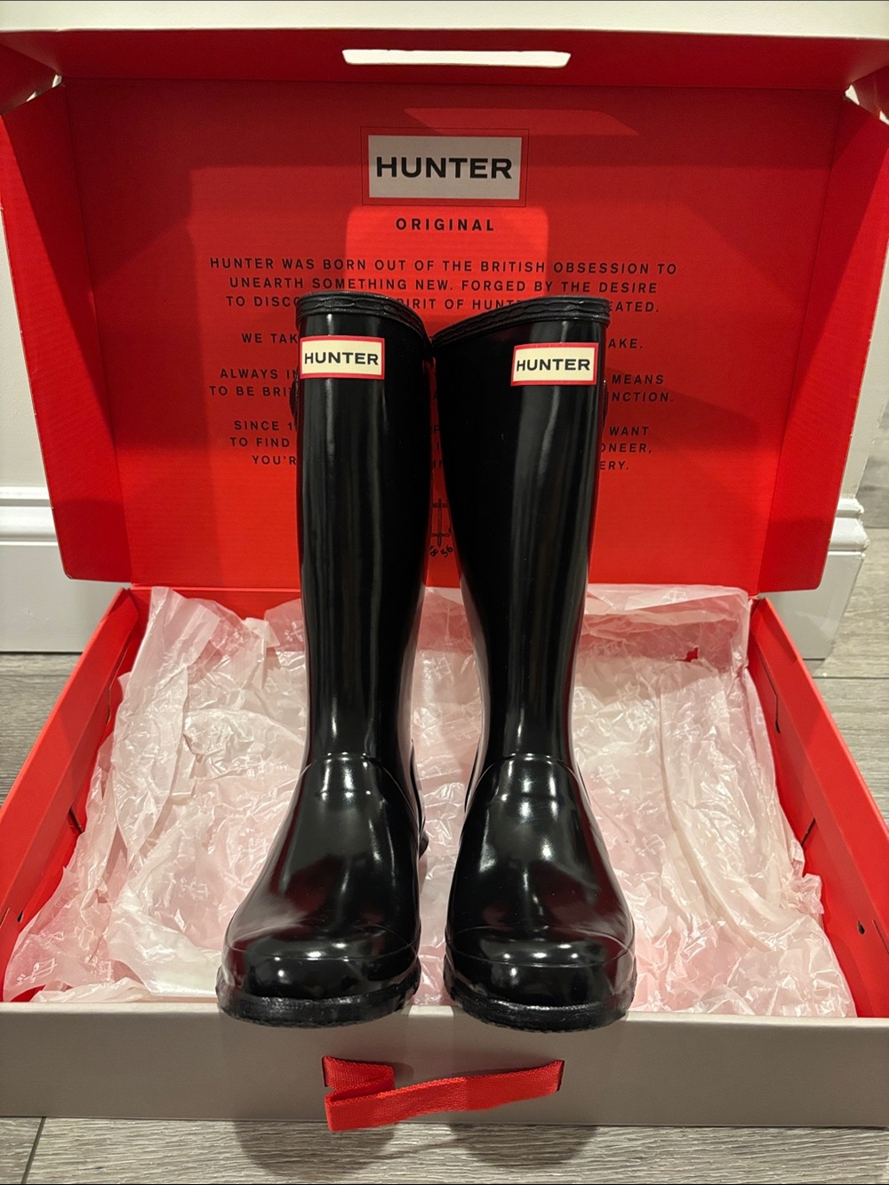 Hunter Black Gloss Tall Rain Boots